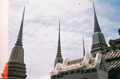 Low angle view of temple building against sky