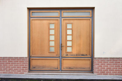 Closed door of building