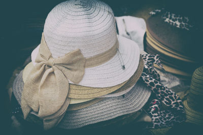 Rear view of woman wearing hat