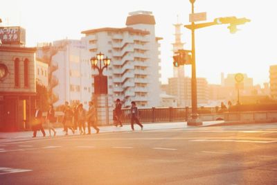 Young people in city street