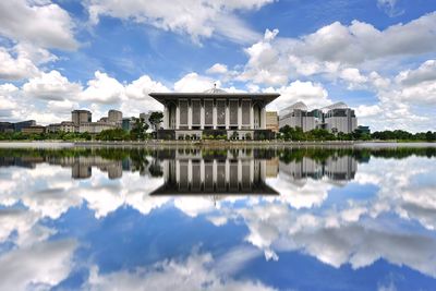 Reflection of building in lake