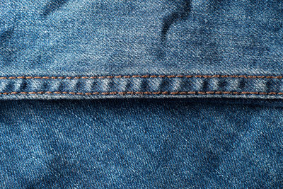 Full frame shot of blue jeans pocket