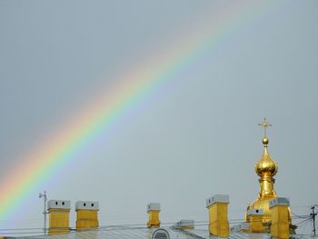 Low angle view of rainbow against sky