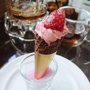 Close-up of ice cream in glass