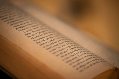 Close-up of open book