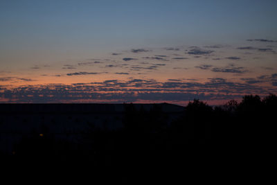 Scenic view of silhouette landscape against sky at sunset