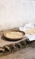 High angle view of meat on table