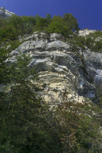 Scenic view of waterfall against sky