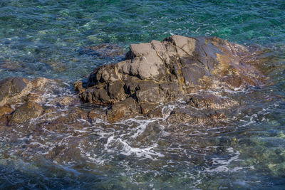 High angle view of sea waves