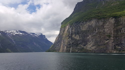 Scenic view of sea against cloudy sky