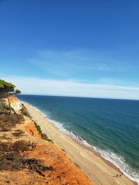 Scenic view of sea against blue sky