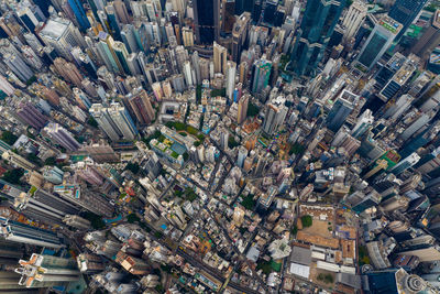 Aerial view of modern buildings in city