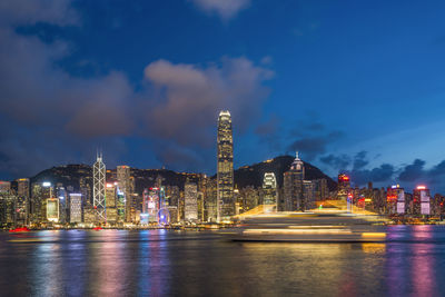 Scenic view of hong kong skyline at night
