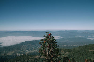 Scenic view of mountains against clear sky