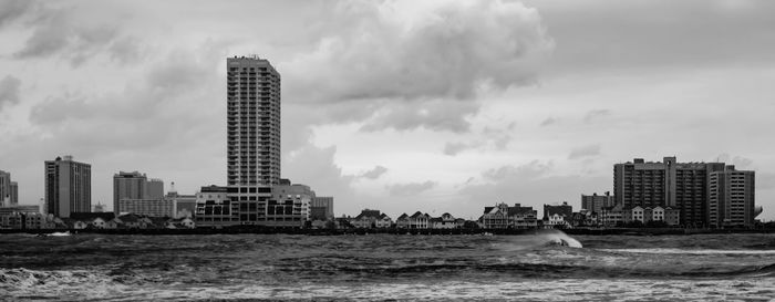Panoramic view of cityscape against sky