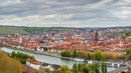 View of historical center of wurzburg from pilgrimage church kappele, germany