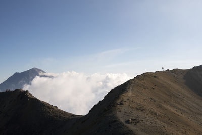 One person runs close to the summit of iztaccihuatl volcano in mexico