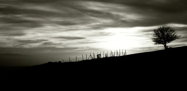 Scenic view of silhouette landscape against dramatic sky