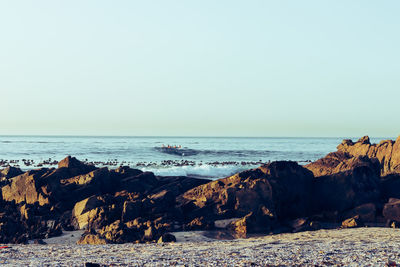 Scenic view of sea against clear sky
