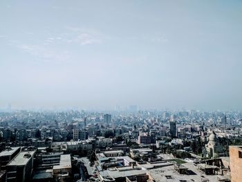 High angle view of cityscape against sky