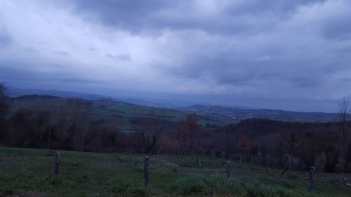 Scenic view of landscape against cloudy sky