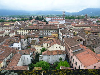 High angle view of townscape against sky