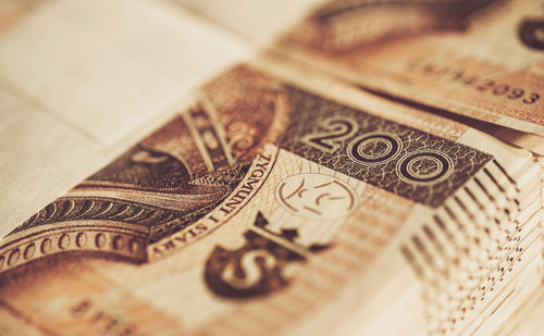 Close-up of paper currencies