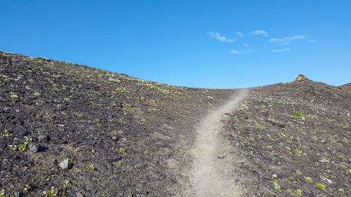 Scenic view of landscape against clear blue sky