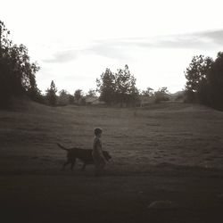 Dog standing on field