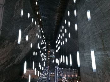 Low angle view of illuminated ceiling