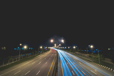 Light trails on highway at night