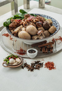 Close-up of food on table