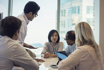 Business people in meeting having interesting discussion