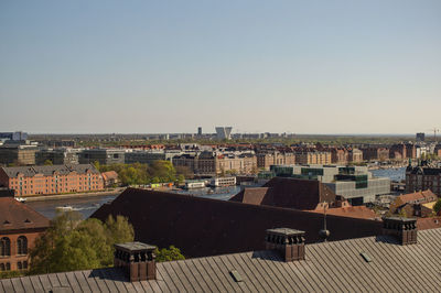 High angle view of townscape against sky