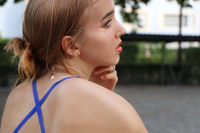 Close-up portrait of a young woman
