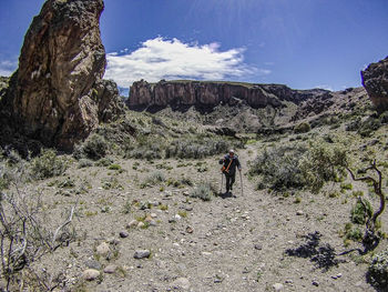 High angle view of man standing on land