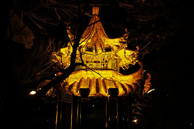 Low angle view of illuminated temple