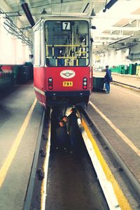 Train on railroad station platform