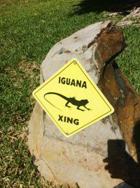 Information sign on grass