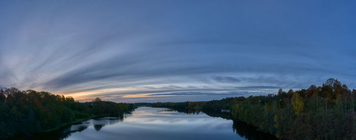 Scenic view of lake against sky at sunset