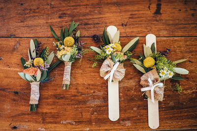 Directly above shot of various ingredients on table