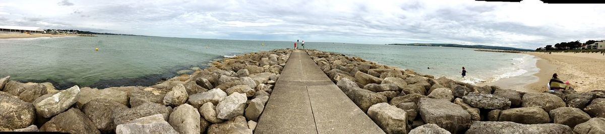 Scenic view of sea against cloudy sky
