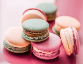 Close-up of macaroons on table