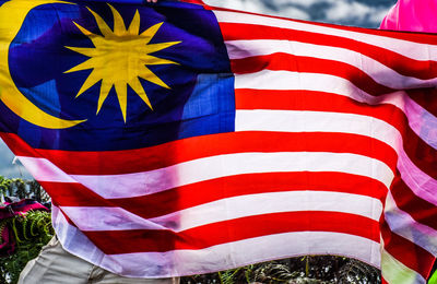 Close-up of flag against blue sky