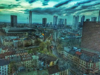 Buildings in city against sky