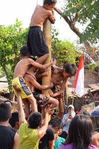 Group of people enjoying in park