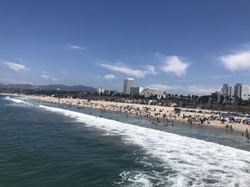 City by sea against sky