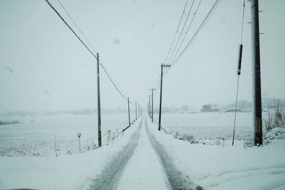 Snow covered field against sky