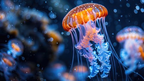 Close-up of jellyfish swimming in sea