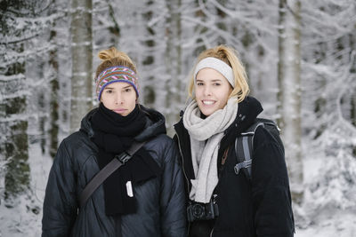 Portrait of young woman in winter